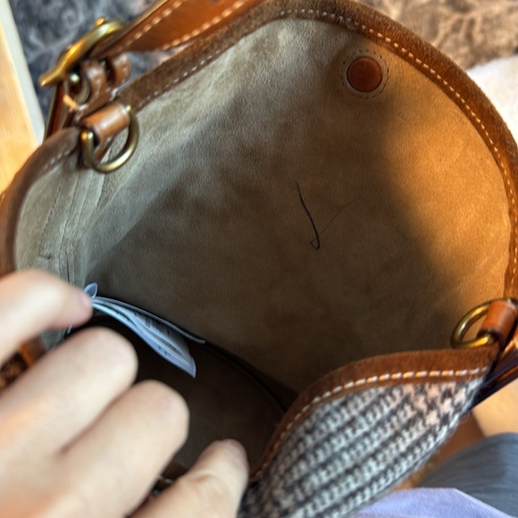 $548 Polo Ralph Lauren
Wool Glen Plaid & Suede Bucket Bag - Picture 8 of 9